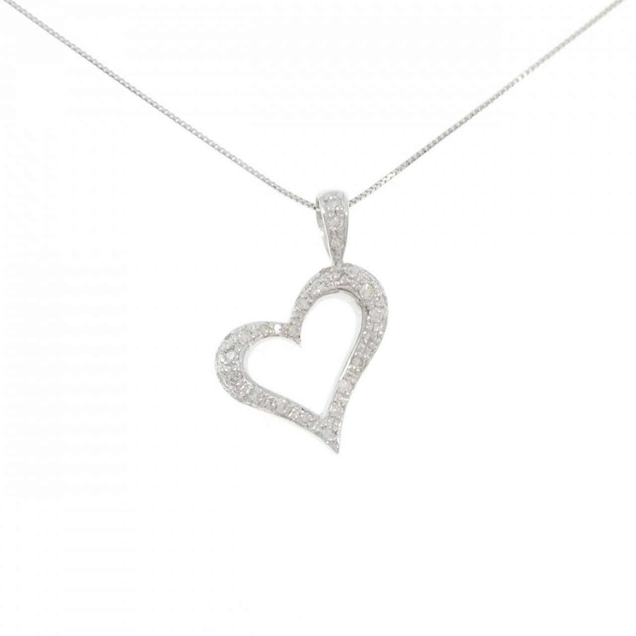 K18WG ハート ダイヤモンド ネックレス 0.30CT