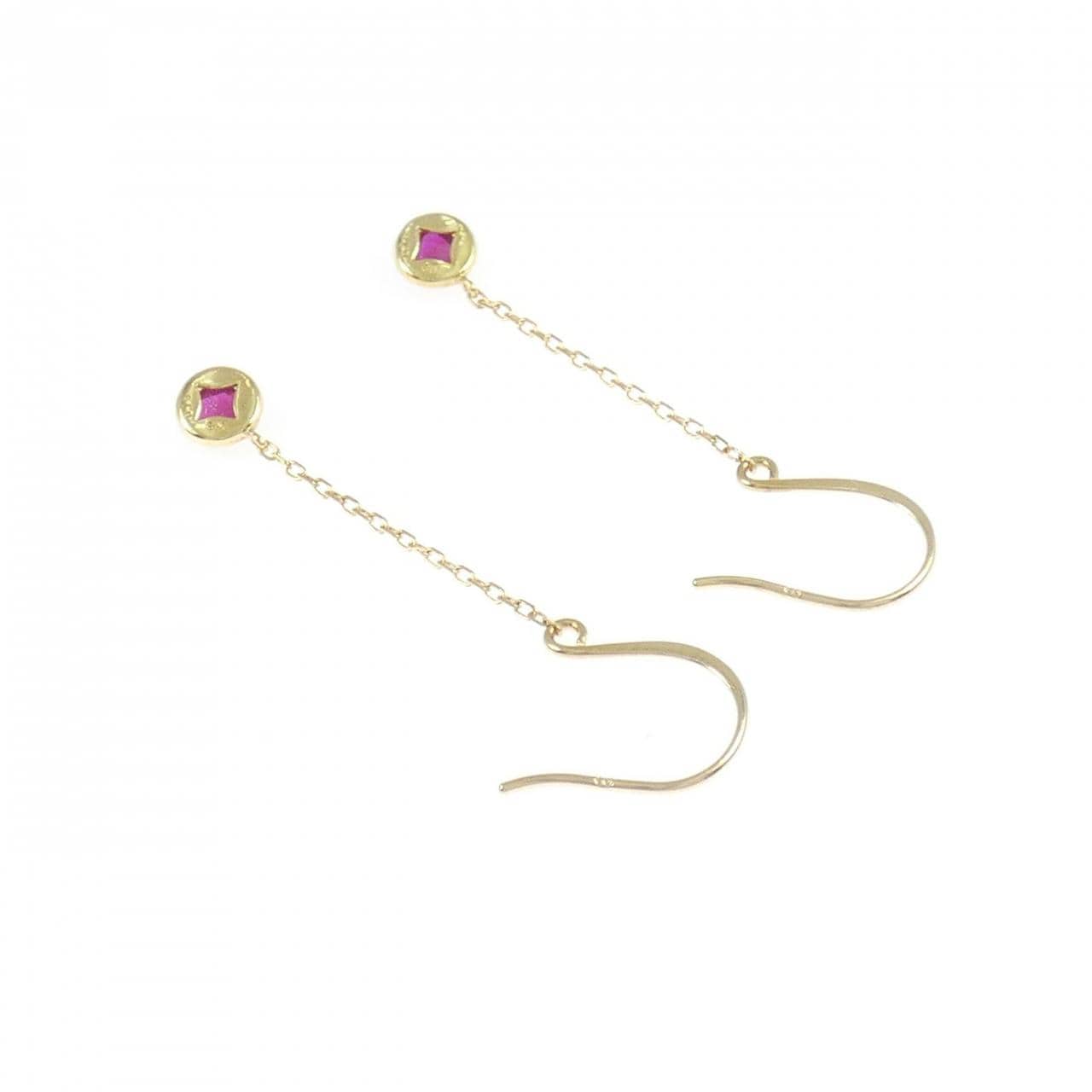 K18YG ルビー ピアス 0.36CT