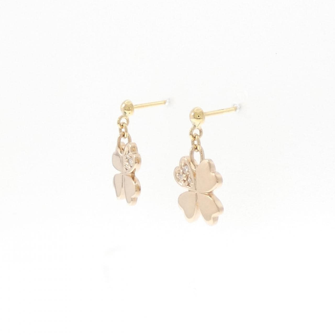 K18PG/K18YG クローバー ダイヤモンド ピアス 0.04CT