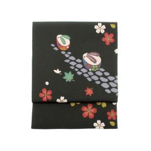 袋帯　ちりめん染帯　全通柄