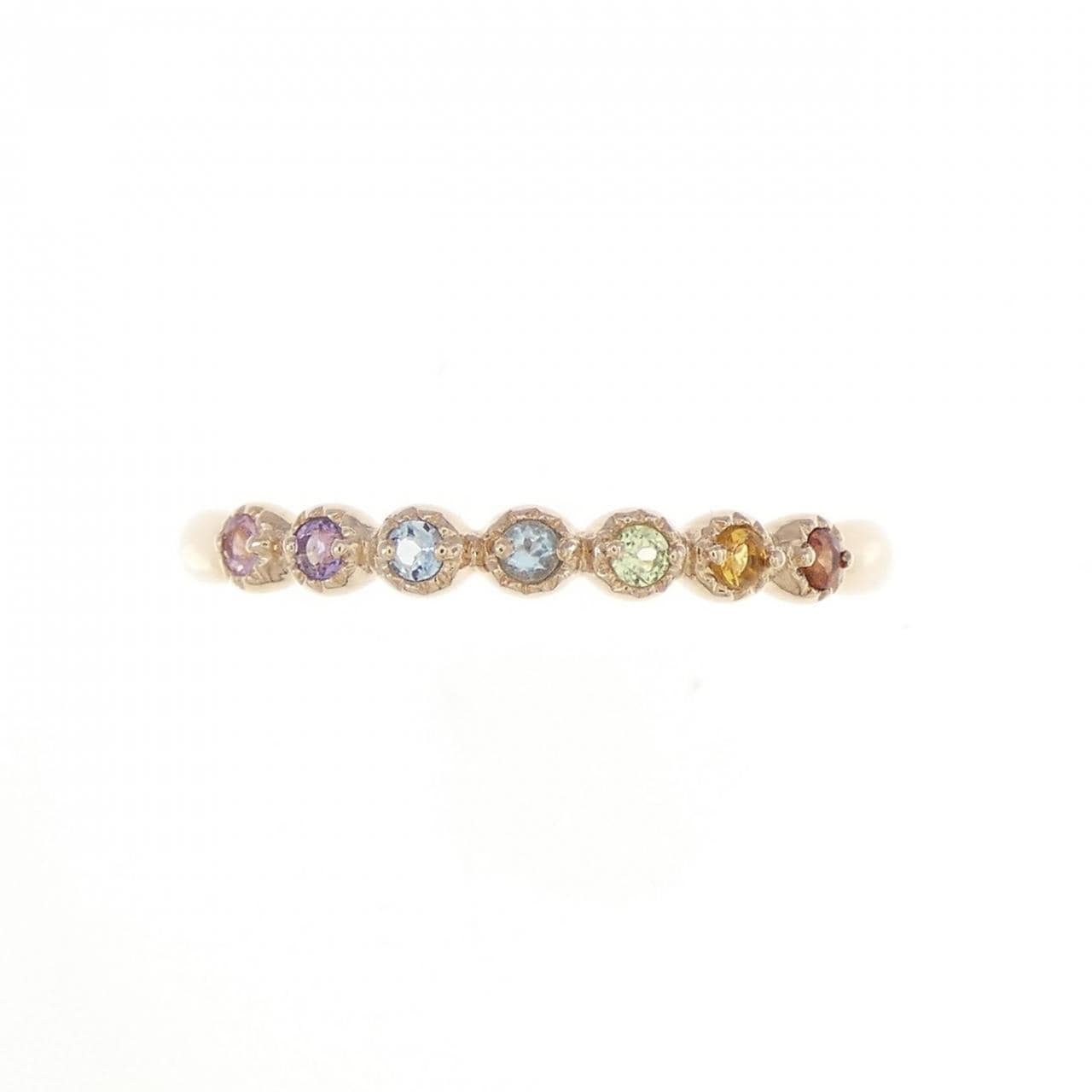 K18PG color stone ring