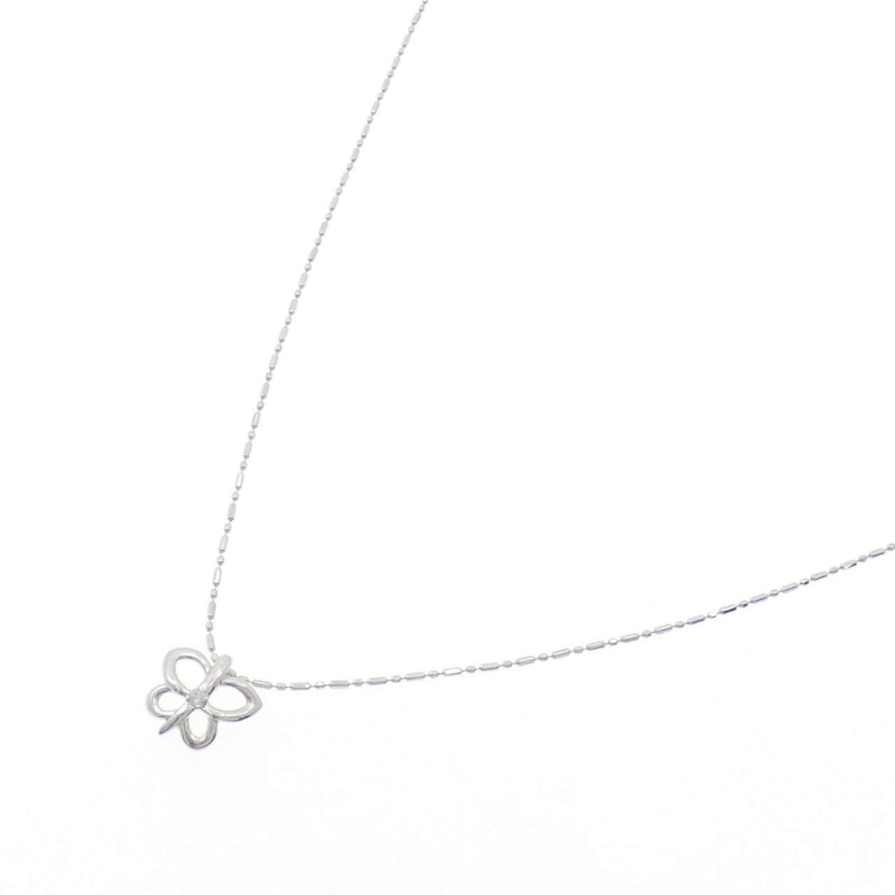 K18WG バタフライ ダイヤモンド ネックレス 0.01CT