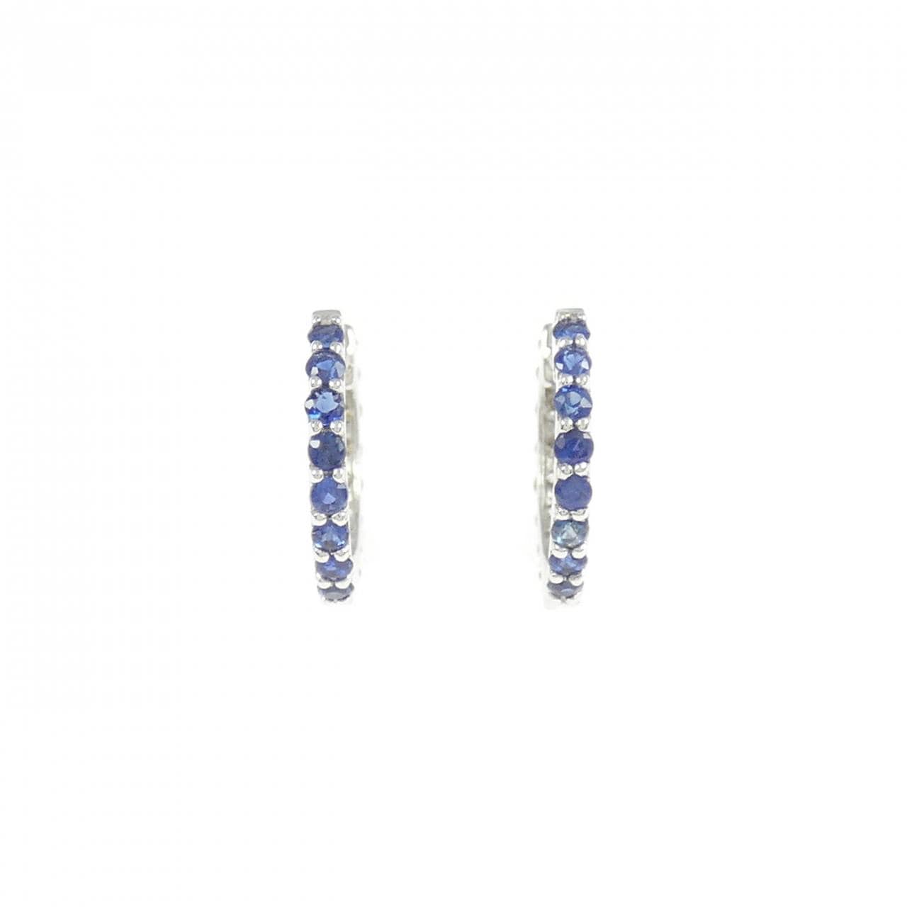 【新品】K18WG サファイヤ フープ ピアス