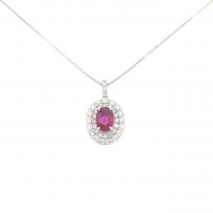 PT900/PT850 ルビー ネックレス 0.45CT