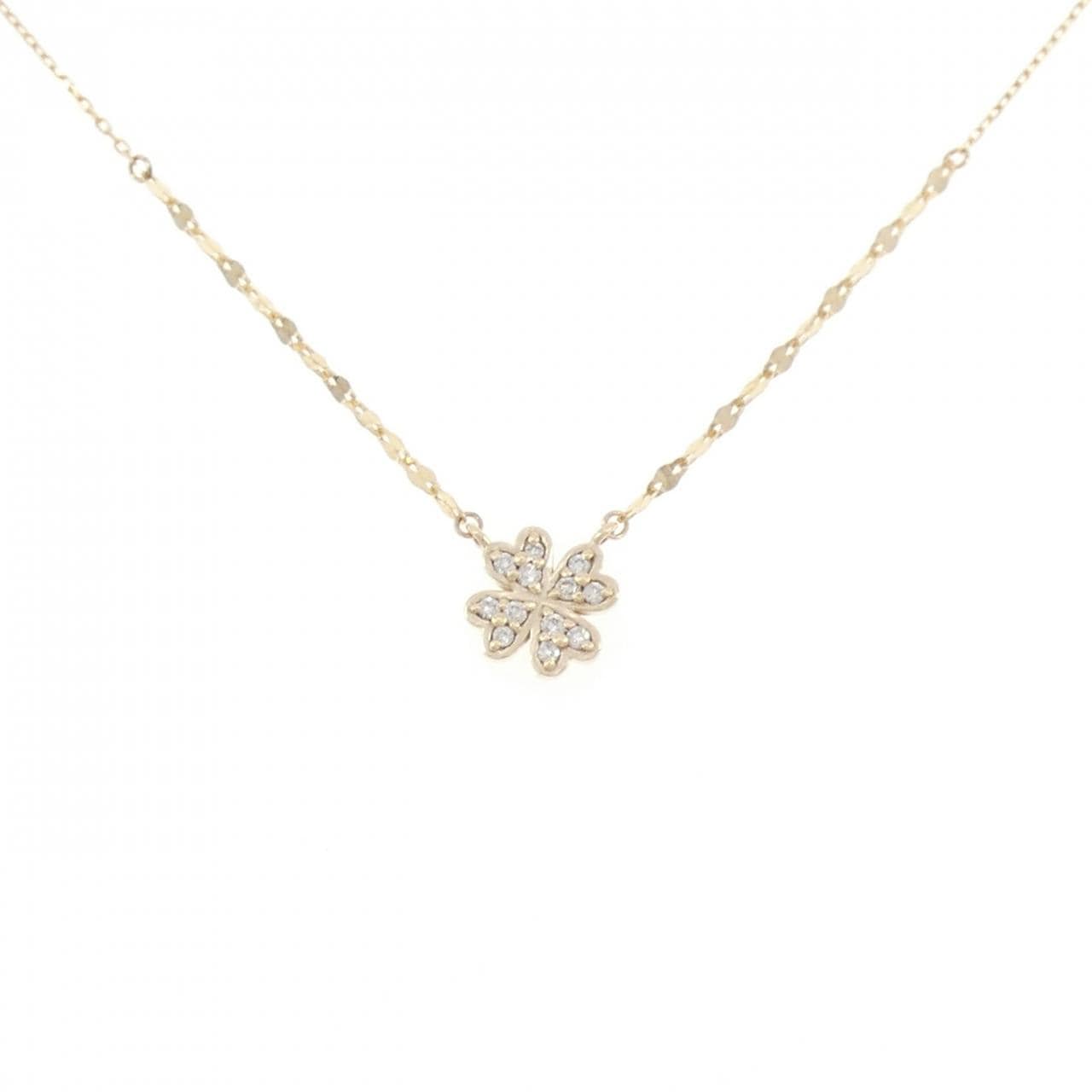 K10YG クローバー ダイヤモンド ネックレス 0.06CT
