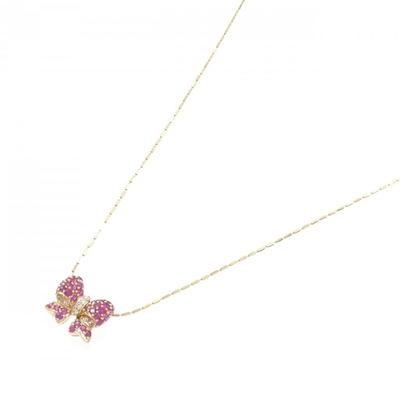 K18YG リボン ルビー ネックレス 0.50CT