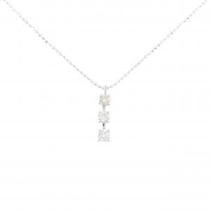 K18WG スリーストーン ダイヤモンド ネックレス 0.40CT
