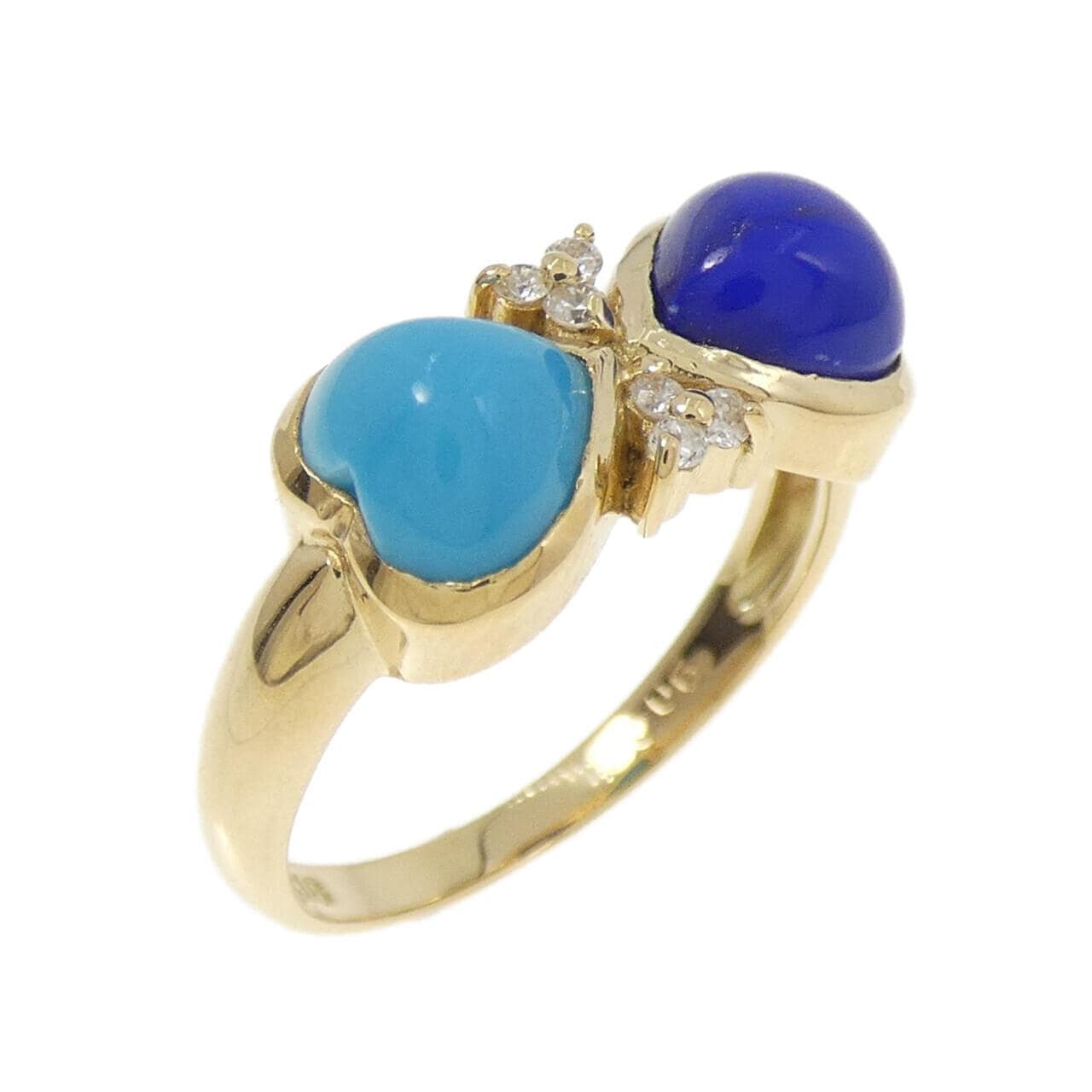 K18YG ハート カラーストーン リング