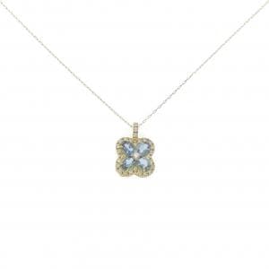 【新品】K18YG フラワー アクアマリン ネックレス 0.57CT