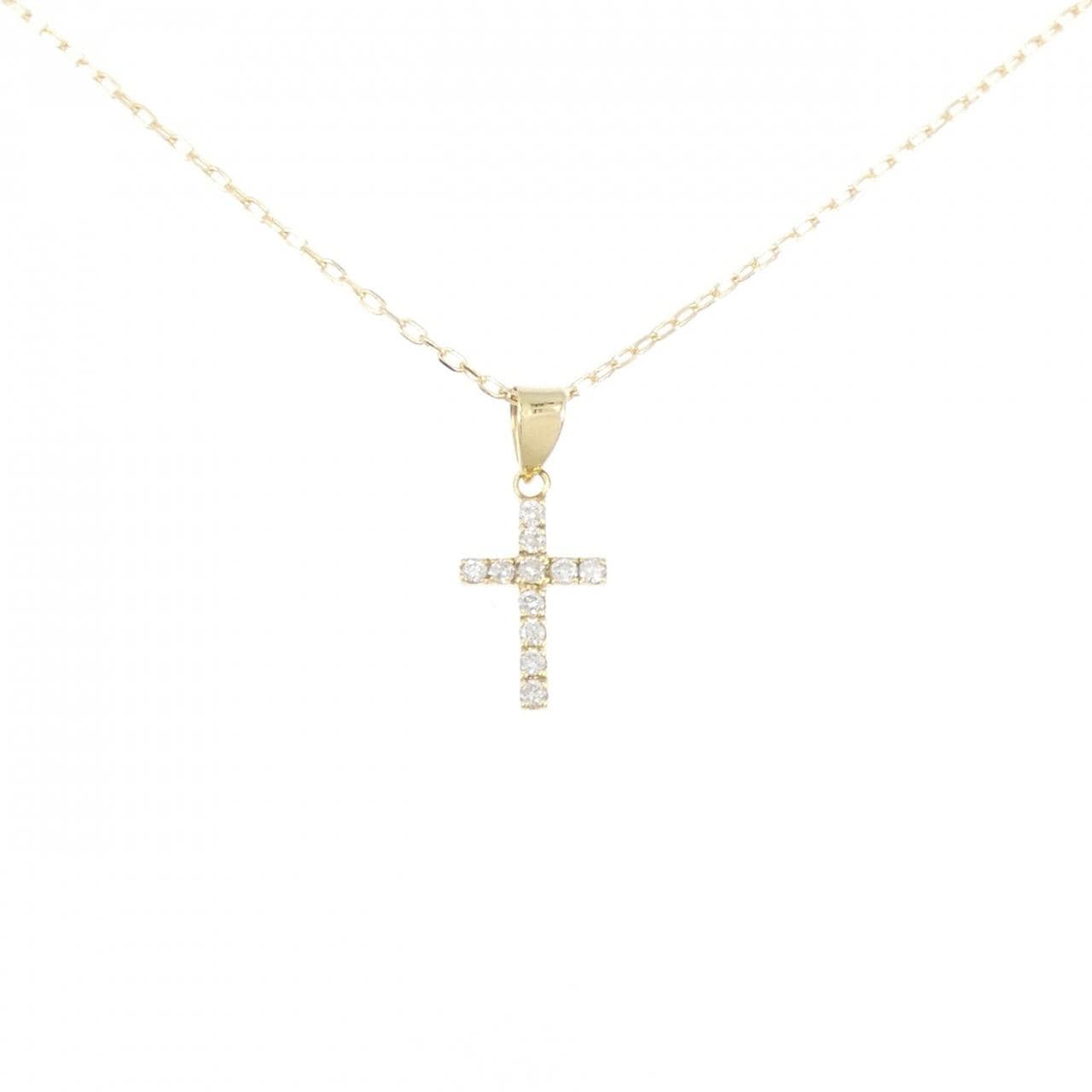 K18YG Cross Diamond Necklace 0.11CT