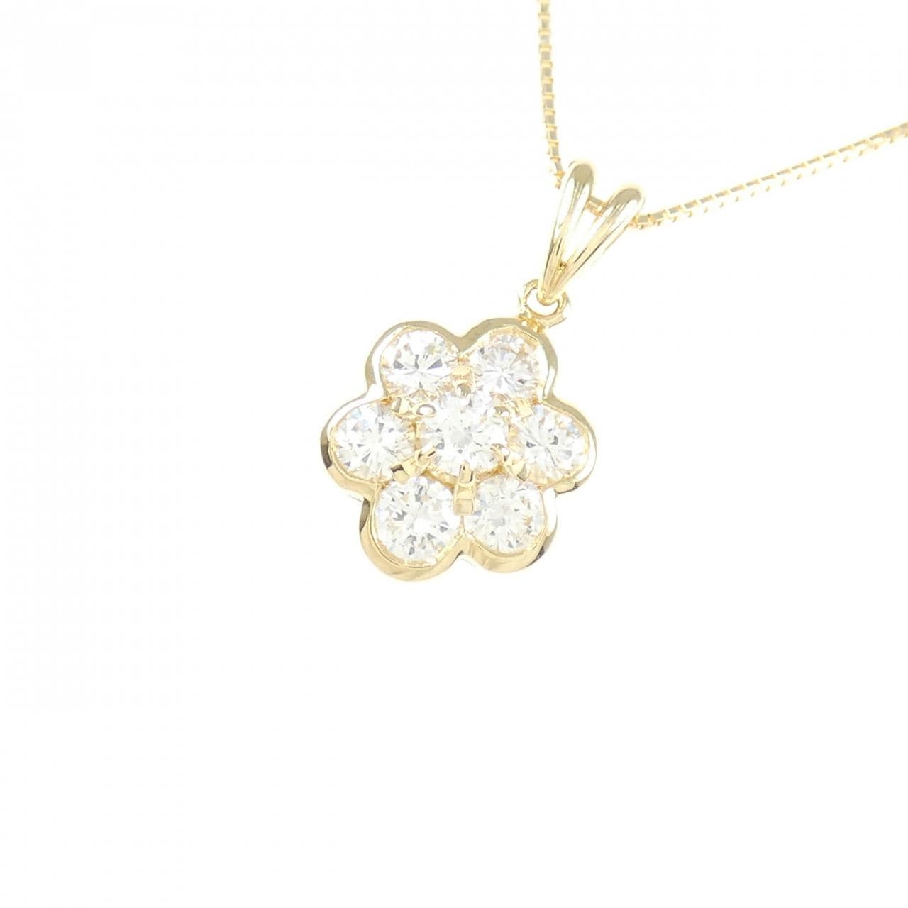 K18YG フラワー ダイヤモンド ネックレス 1.00CT