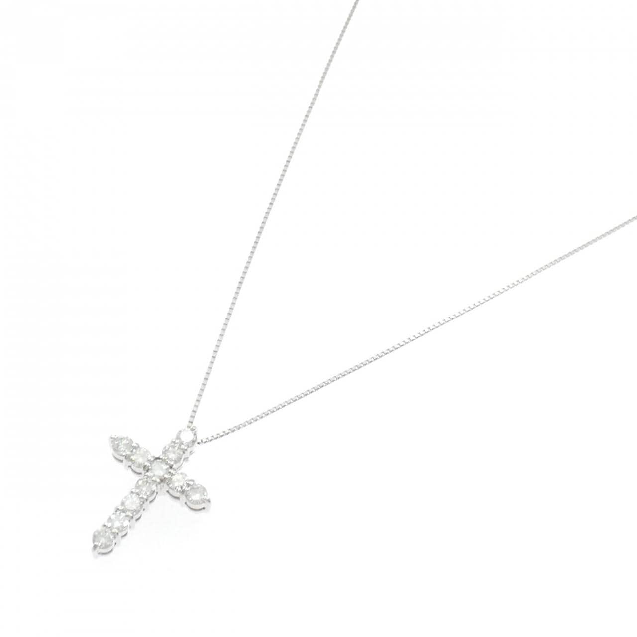 K18WG クロス ダイヤモンド ネックレス 1.045CT