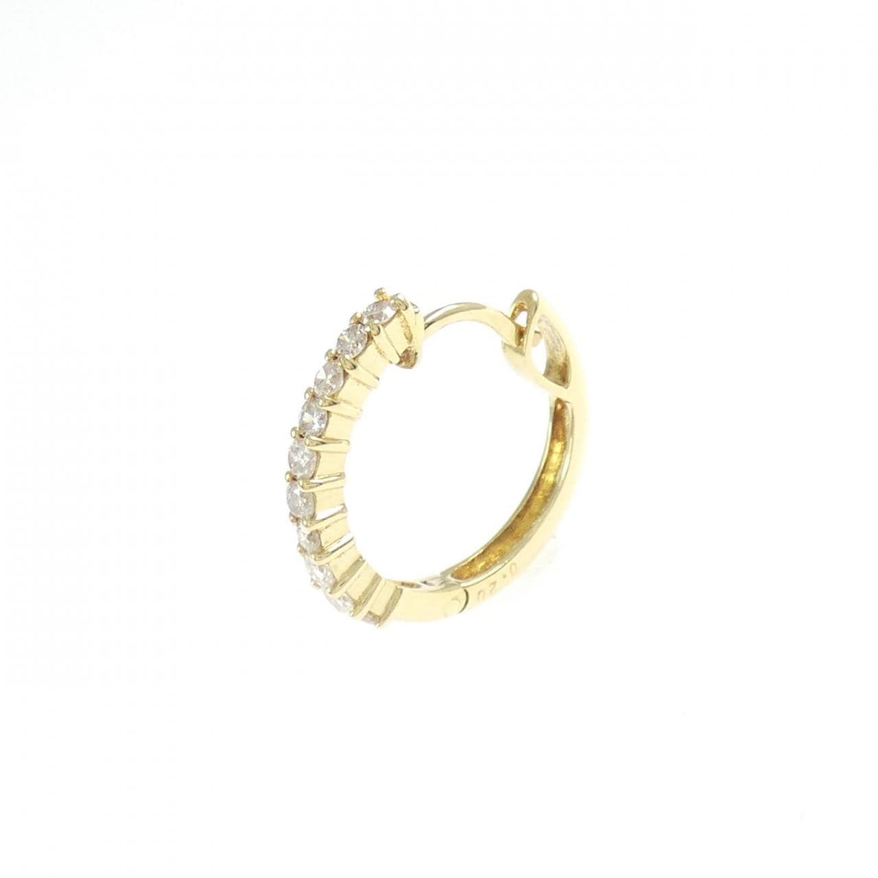 K18YG ダイヤモンド フープ ピアス 0.20CT 片耳