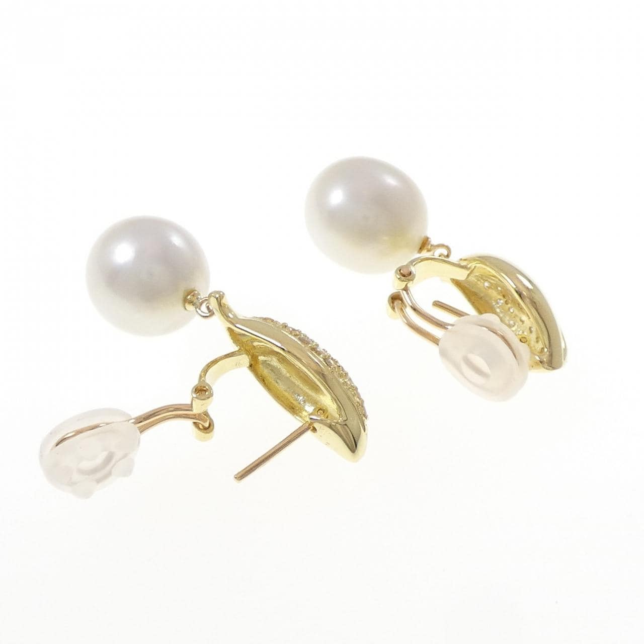 K18YG 白蝶パール ピアス/イヤリング 11.2mm