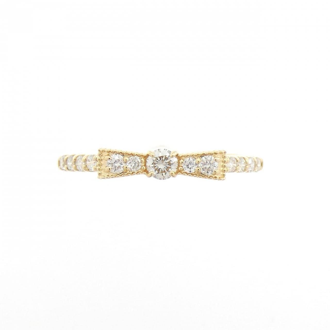 K18YG リボン ダイヤモンド リング 0.17CT