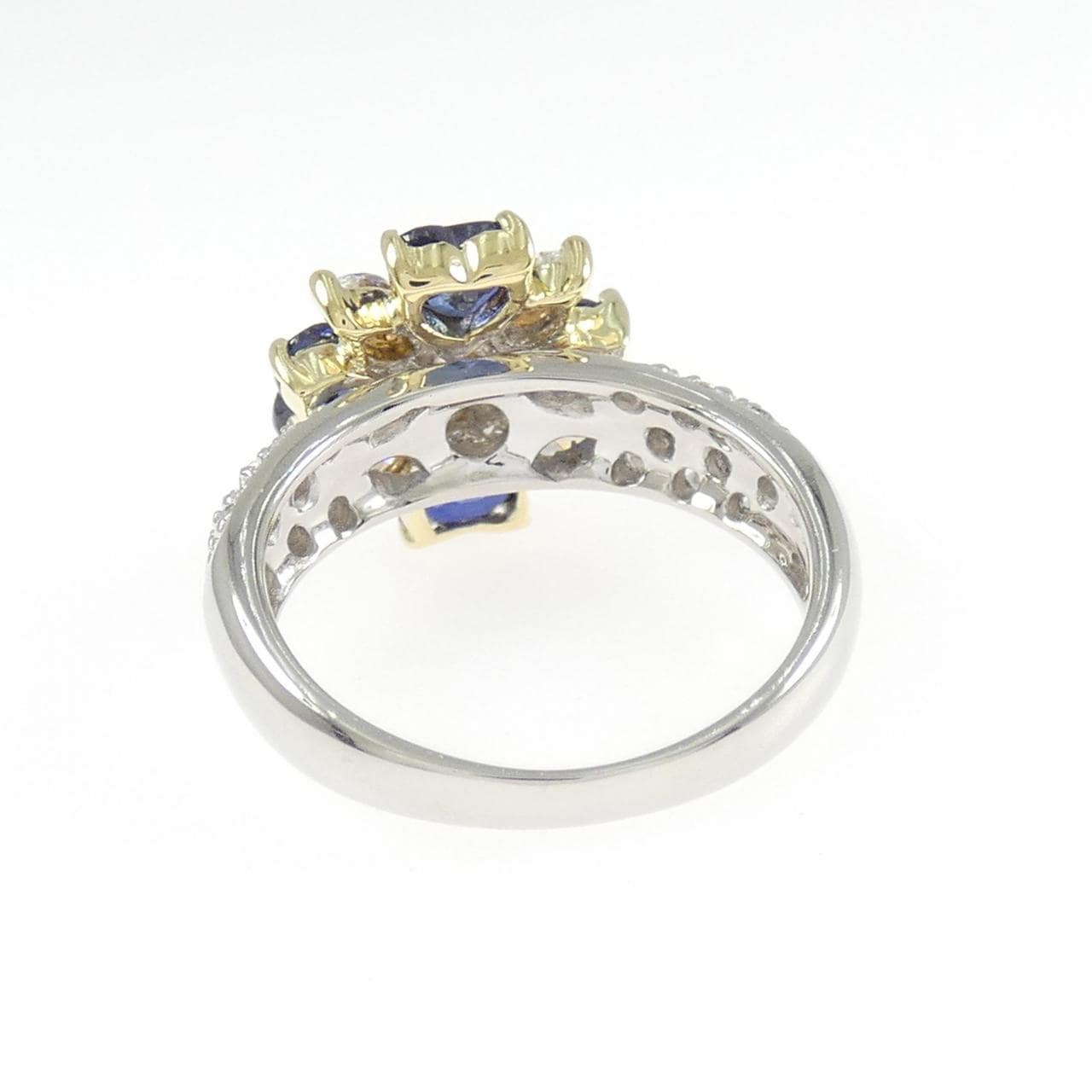 PT900/K18YG フラワー サファイヤ リング 1.93CT