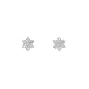 K18WG フラワー ダイヤモンド ピアス 0.50CT