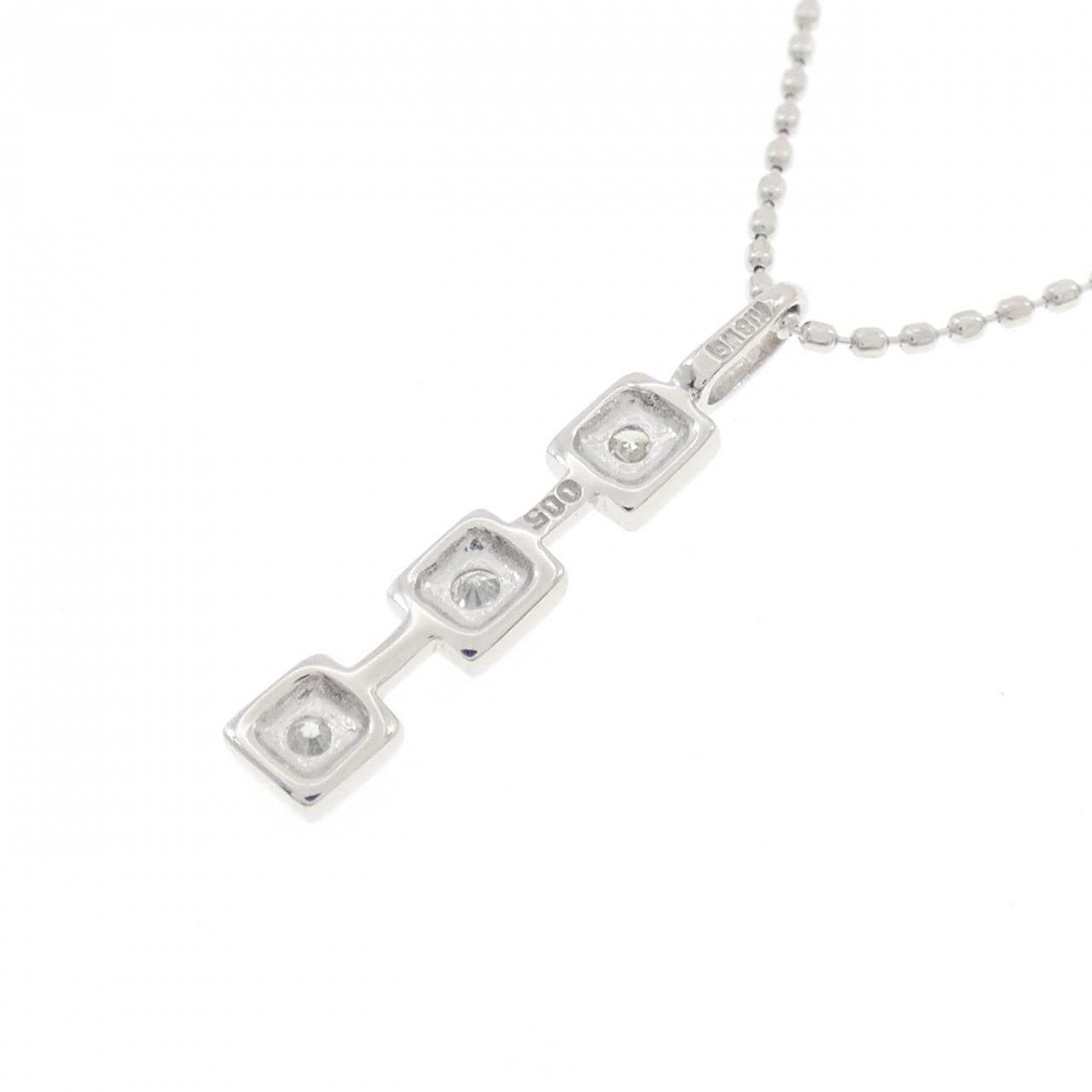 K18WG スリーストーン ダイヤモンド ネックレス 0.05CT