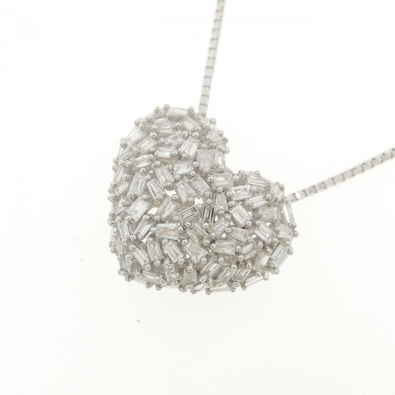 K18WG ハート パヴェ ダイヤモンド ネックレス 0.40CT