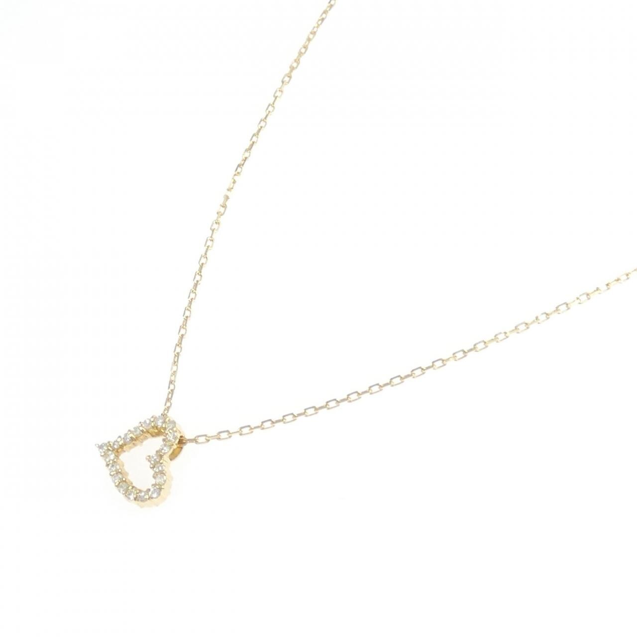 K18YG 心形鑽石項鍊