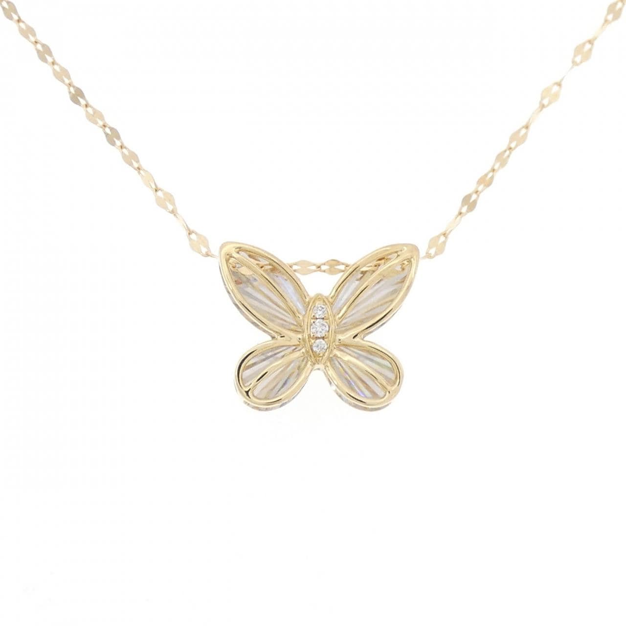 【新品】K18YG バタフライ ダイヤモンド ネックレス 0.01CT
