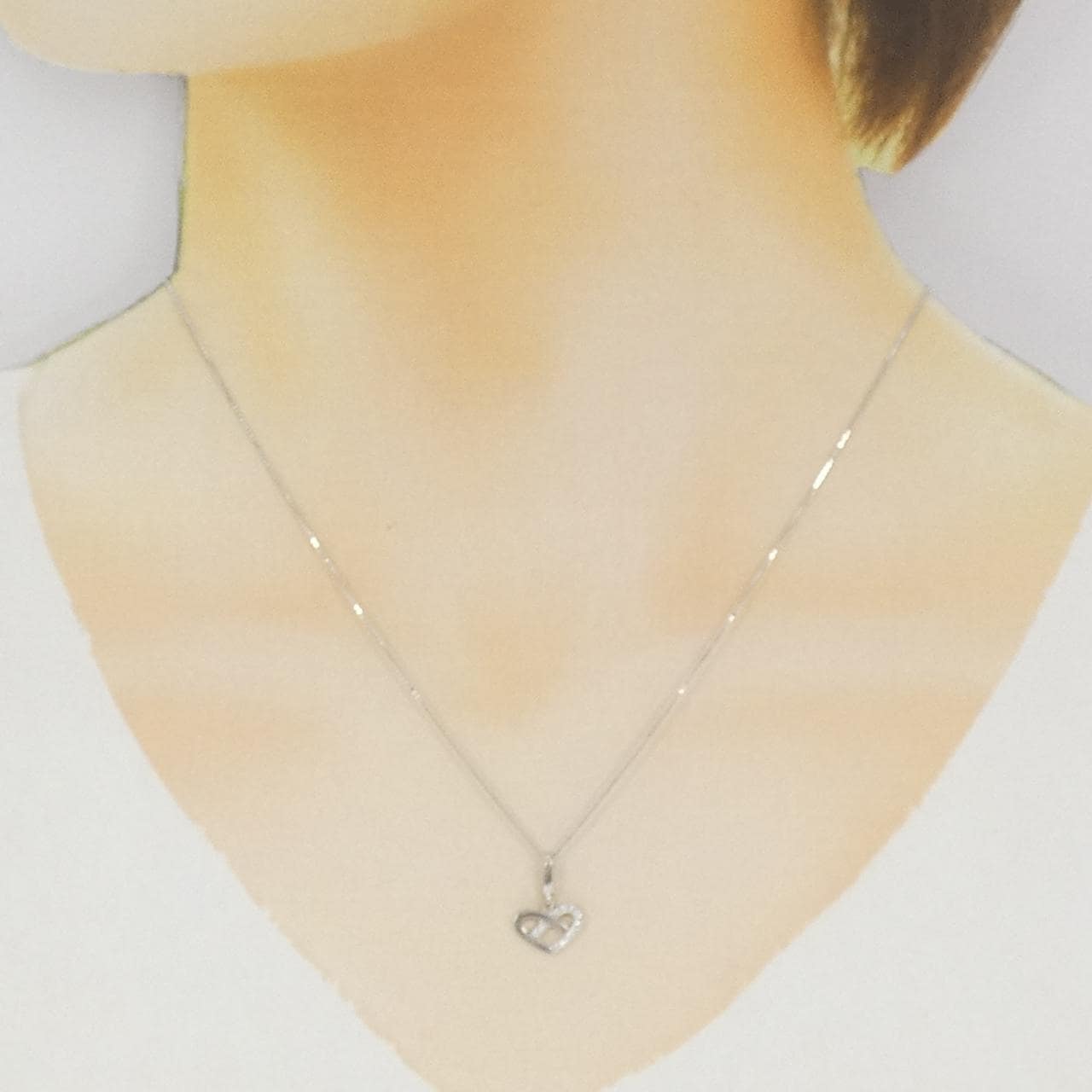 K10WG ハート ダイヤモンド ネックレス 0.07CT