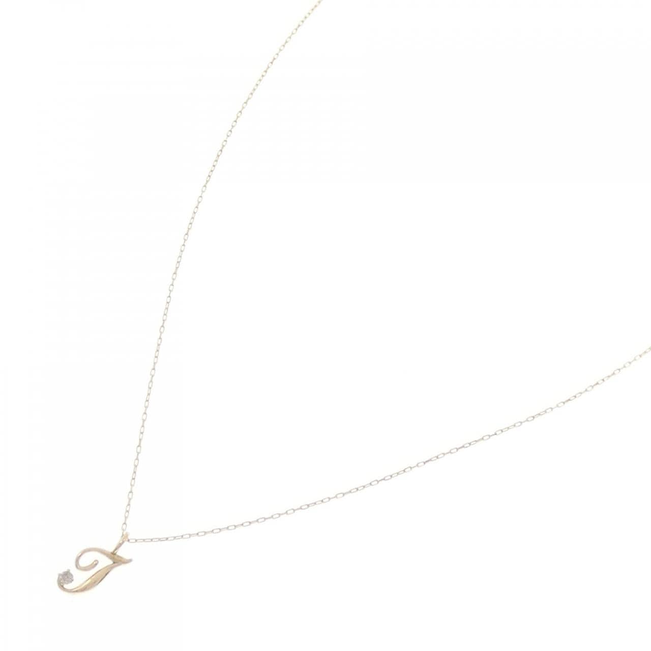 K10YG イニシャルT ダイヤモンド ネックレス