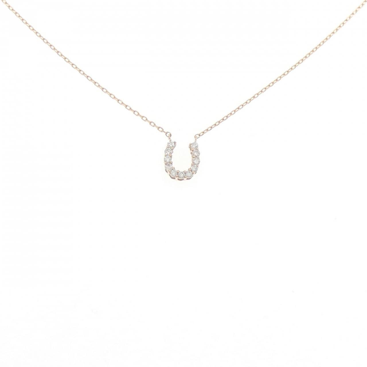 K18PG ホースシュー ダイヤモンド ネックレス 0.07CT