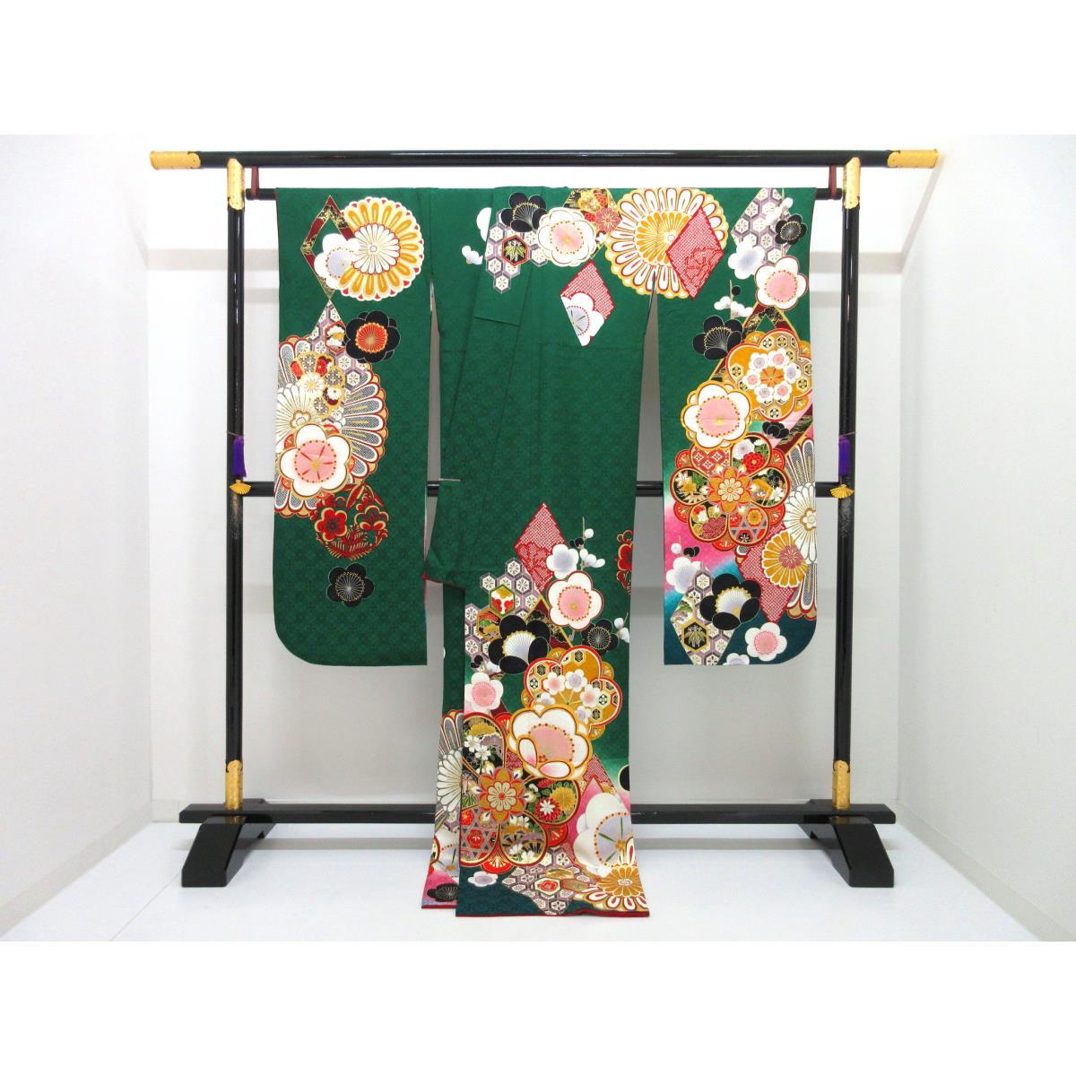 振袖　友禅金彩加工　刺繍入りボカシ染