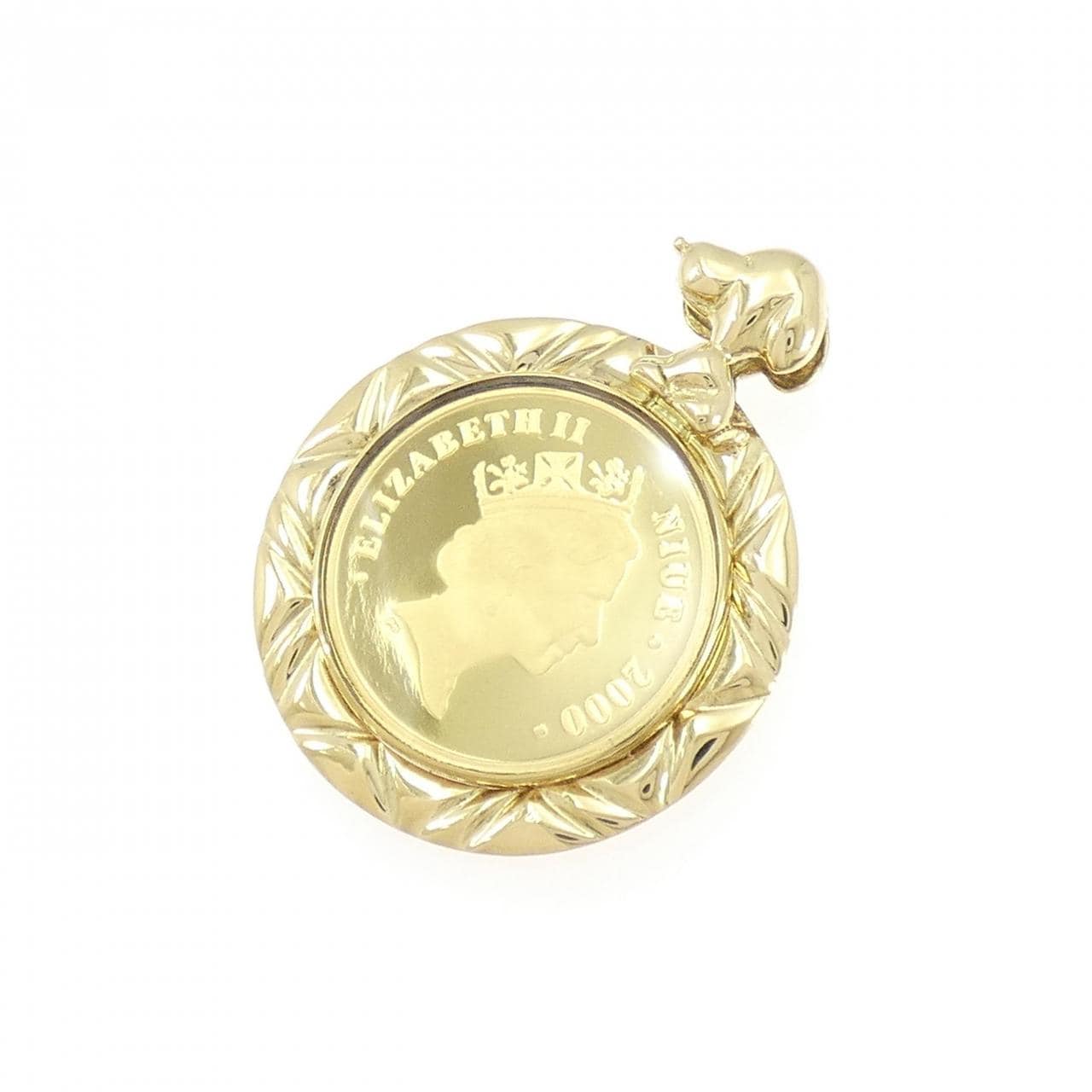 K18YG(枠) コイン ペンダント