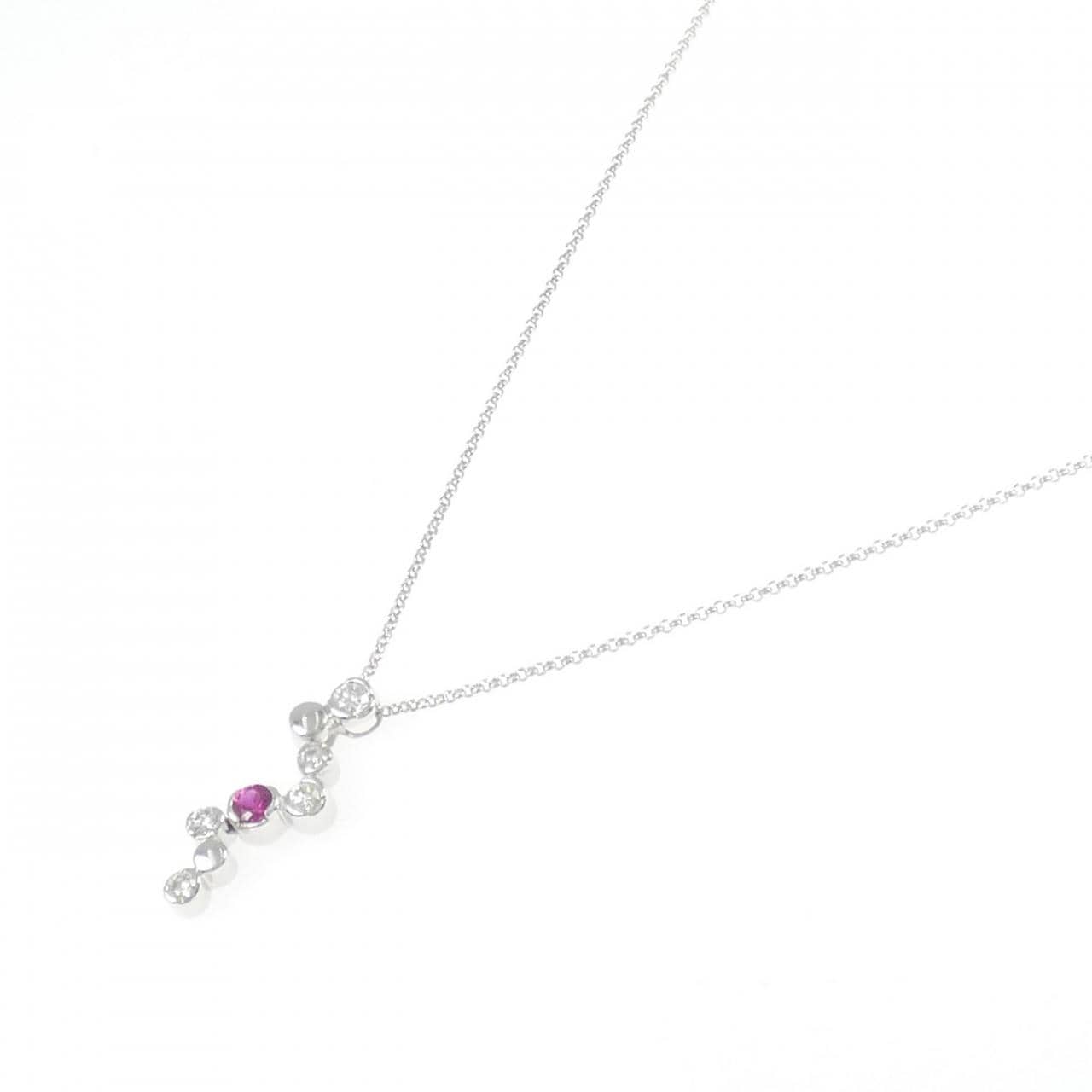 K18WG ルビー ネックレス 0.15CT
