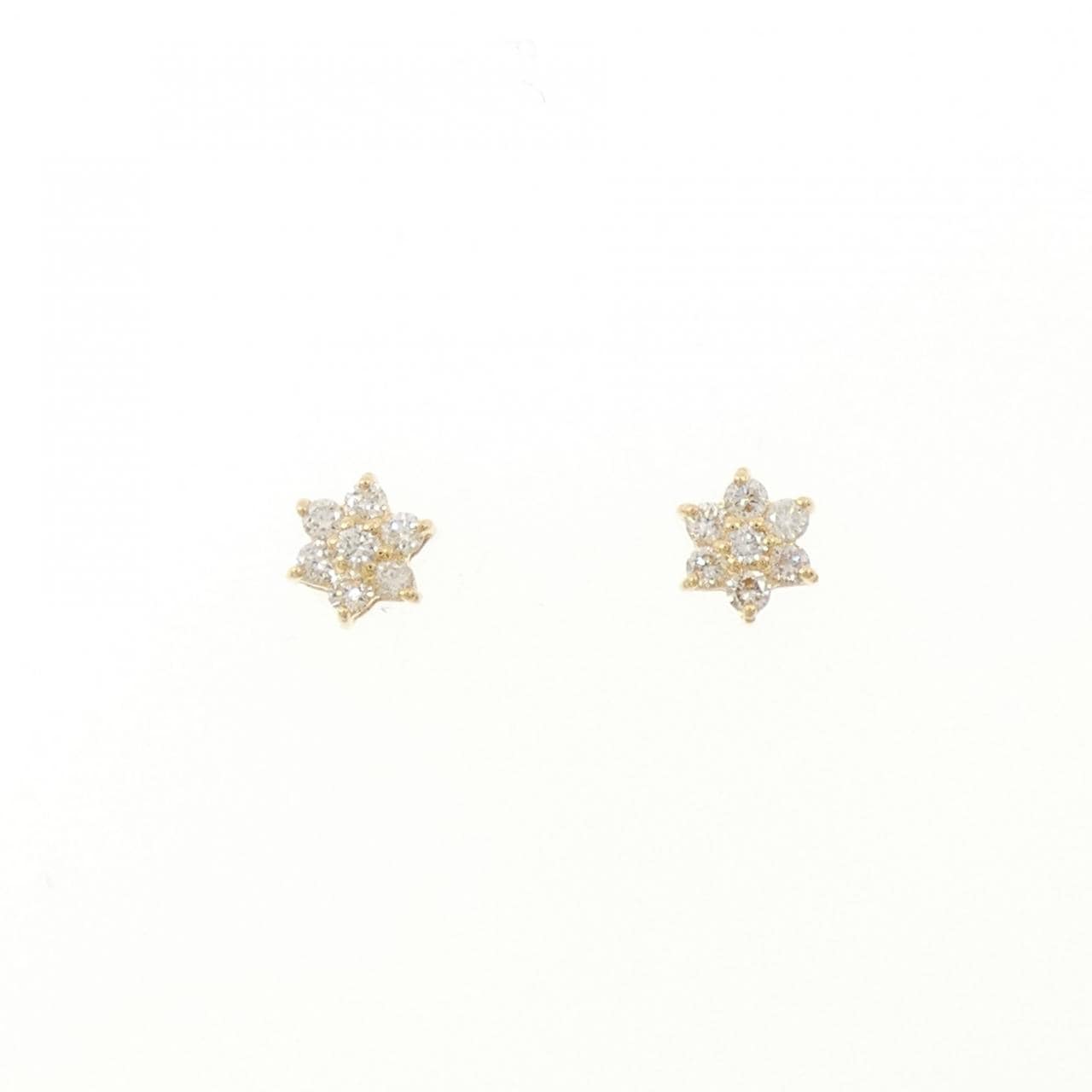 K18YG フラワー ダイヤモンド ピアス 0.20CT