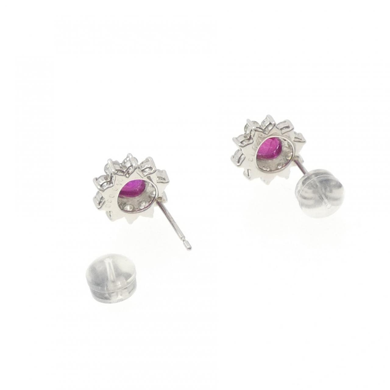 PT900 ルビー ピアス 0.80CT