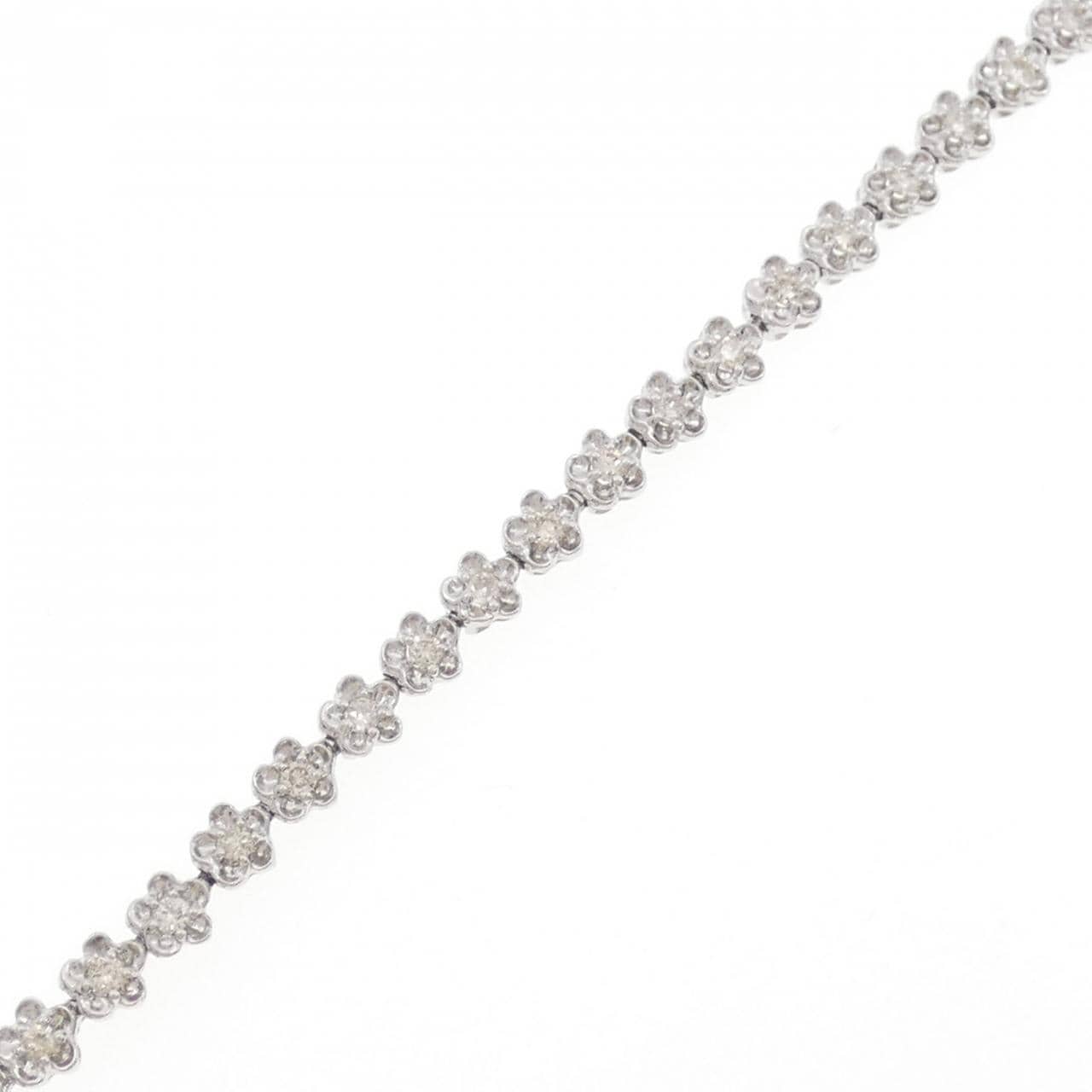 K18WG フラワー ダイヤモンド ブレスレット 1.00CT