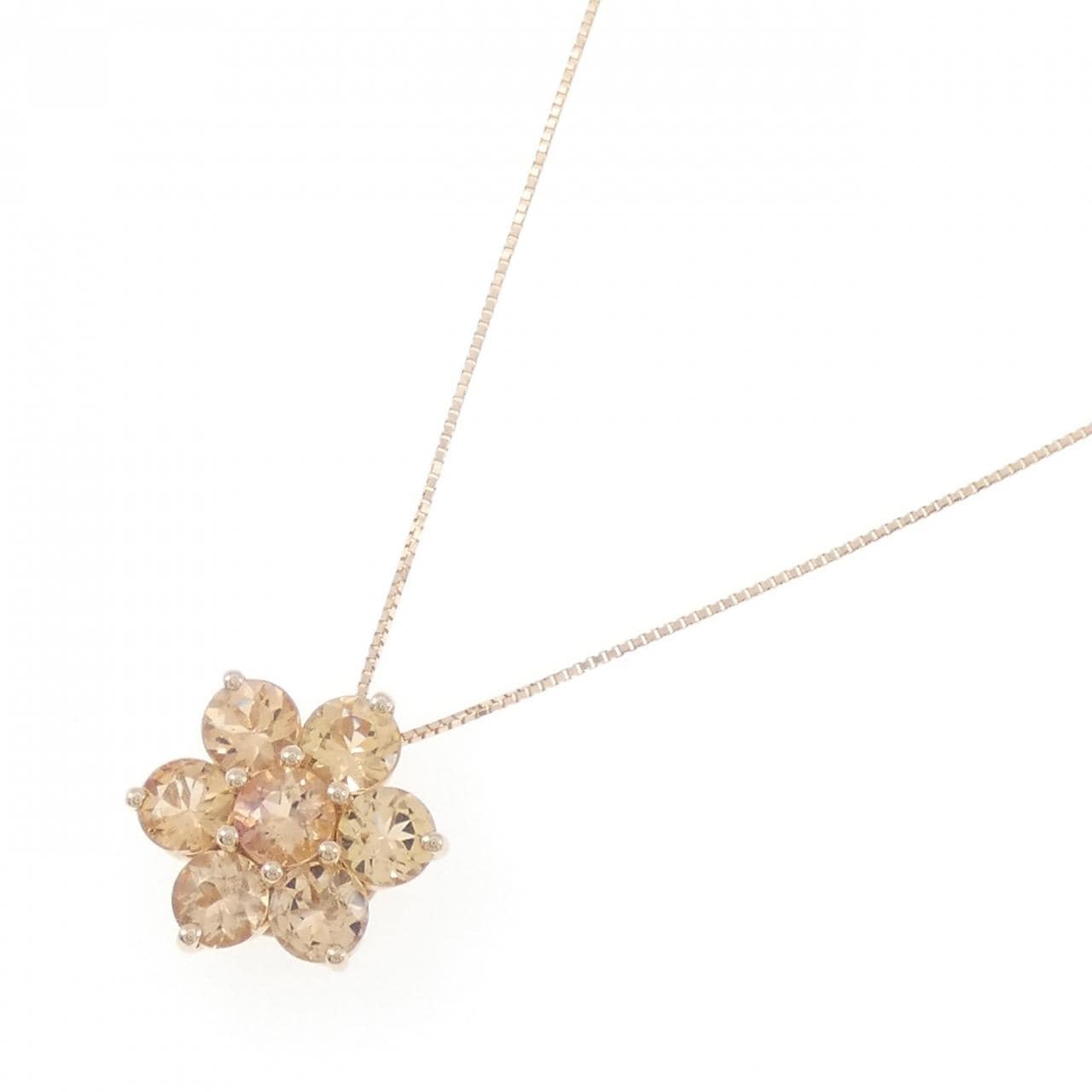 K18PG Flower Imperial Topaz Necklace 3.00CT