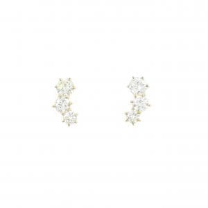 【リメイク】K18YG スリーストーン ダイヤモンド ピアス 0.70CT