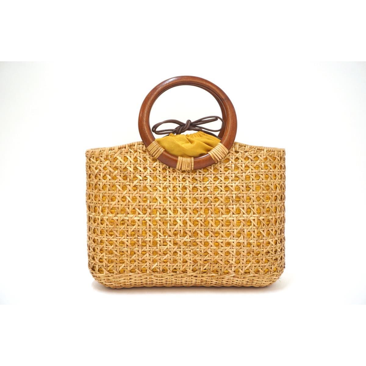 【新品】カゴバッグ　籐　巾着付き