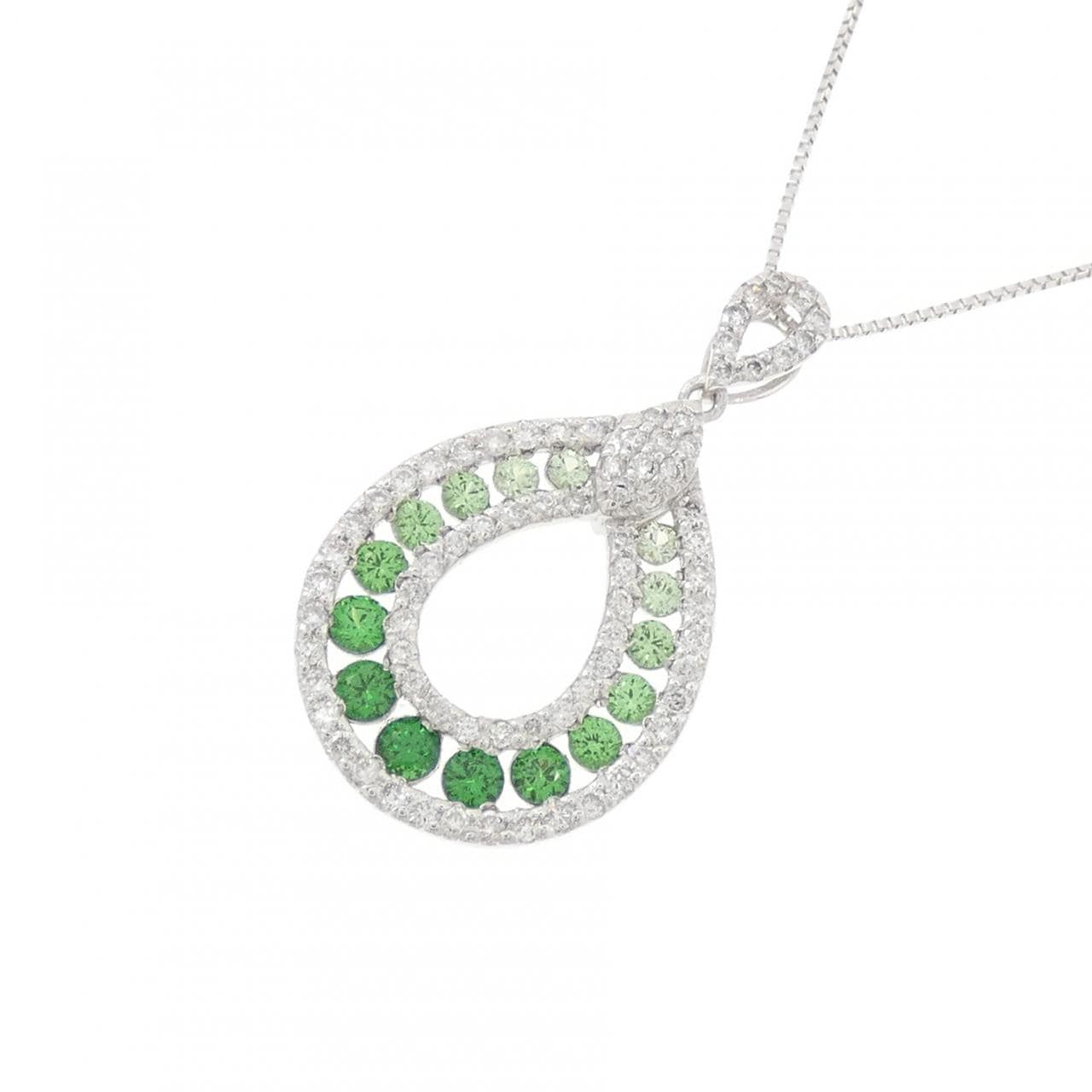 K18WG グリーンガーネット ネックレス 0.43CT