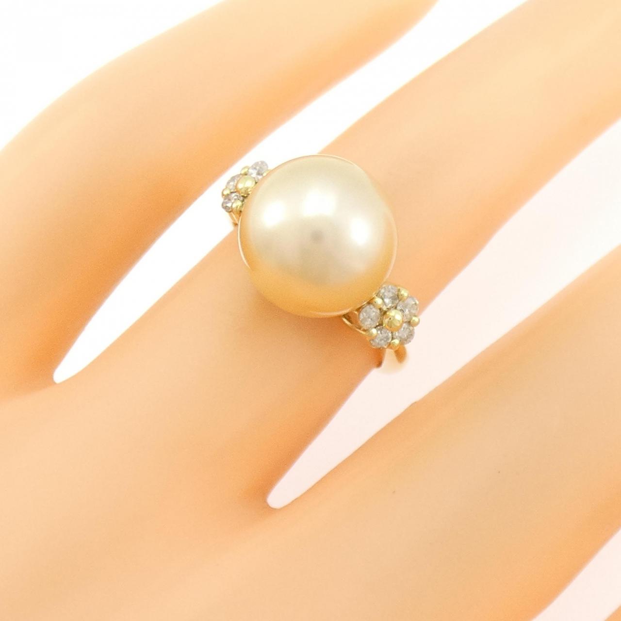 K18YG フラワー 白蝶パール リング 10.4mm