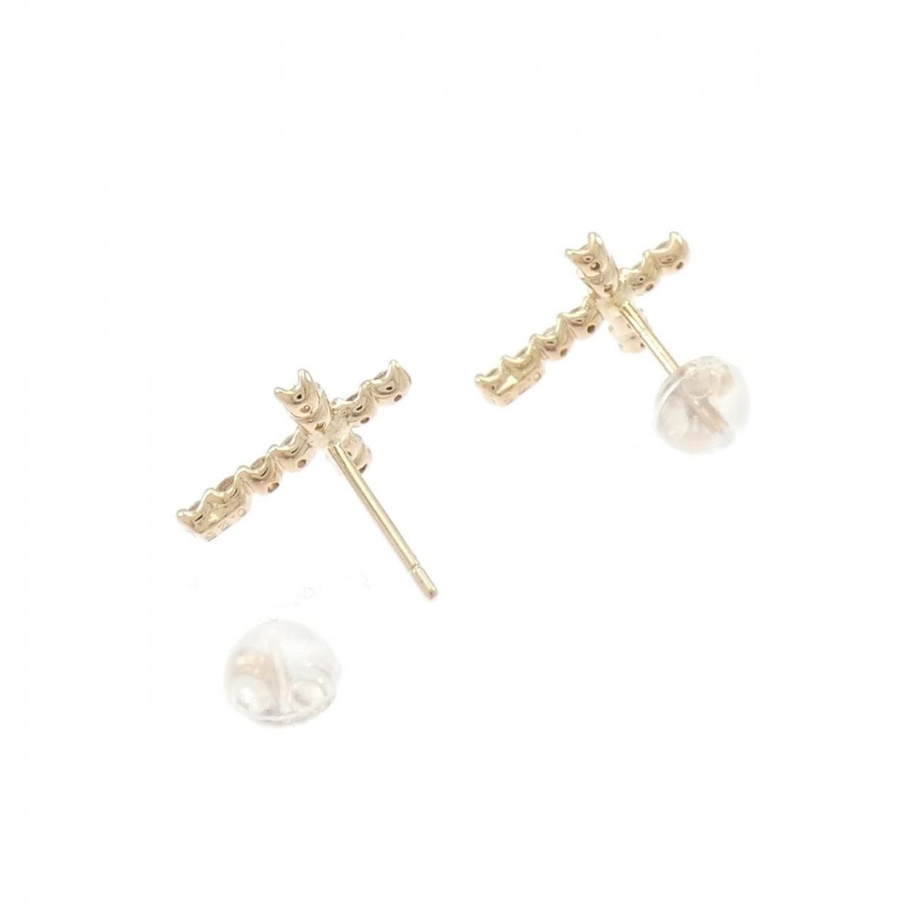 K18PG クロス ダイヤモンド ピアス 0.50CT