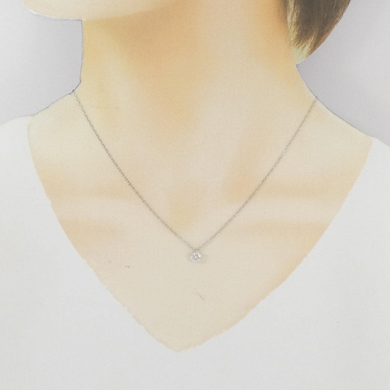 PT900/PT850 ソリティア ダイヤモンド ネックレス 0.419CT