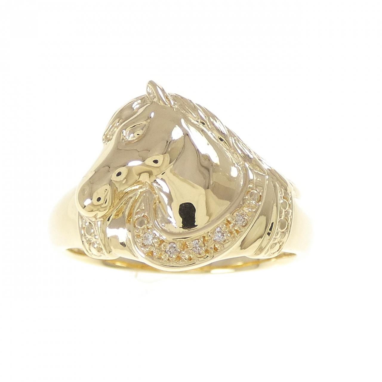 【新品】K18YG ホース ダイヤモンド リング 0.03CT