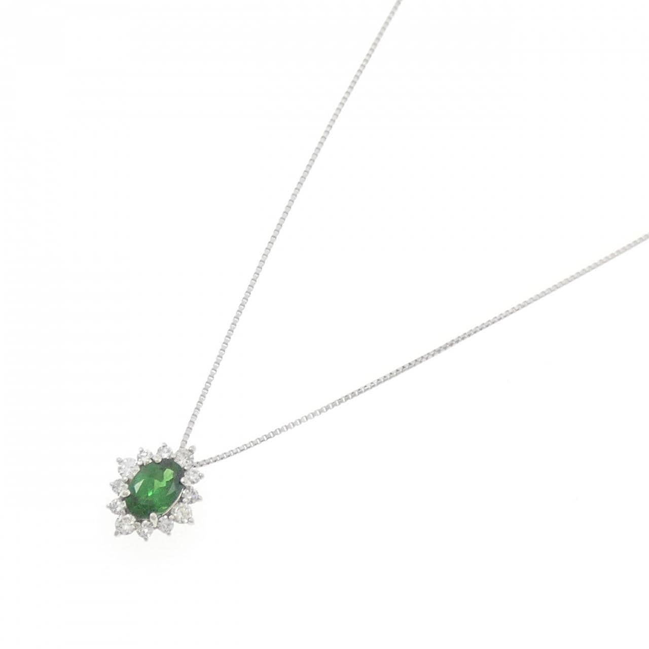 PT950/PT850 グリーンガーネット ネックレス 0.50CT