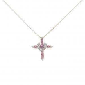 K18YG/K18WG クロス サファイヤ ネックレス 0.25CT