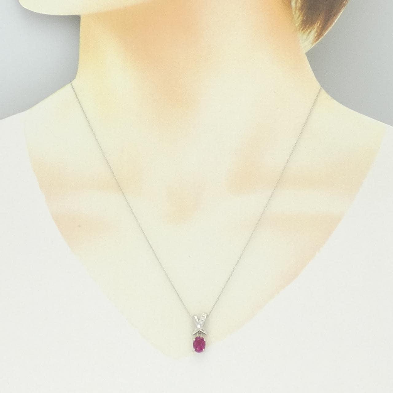 PT900/PT850 ルビー ネックレス 1.12CT