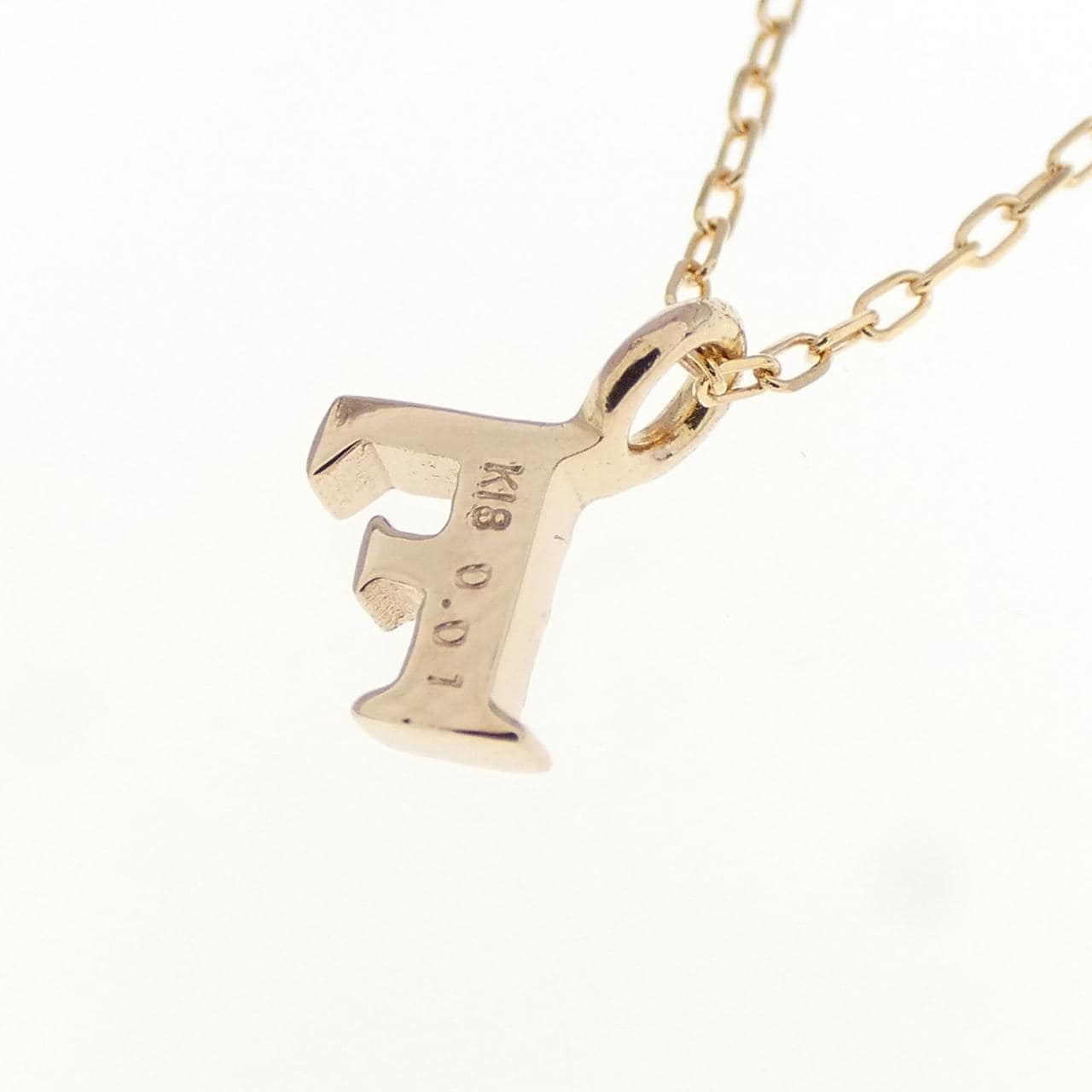 K18PG イニシャルF ダイヤモンド ネックレス 0.01CT