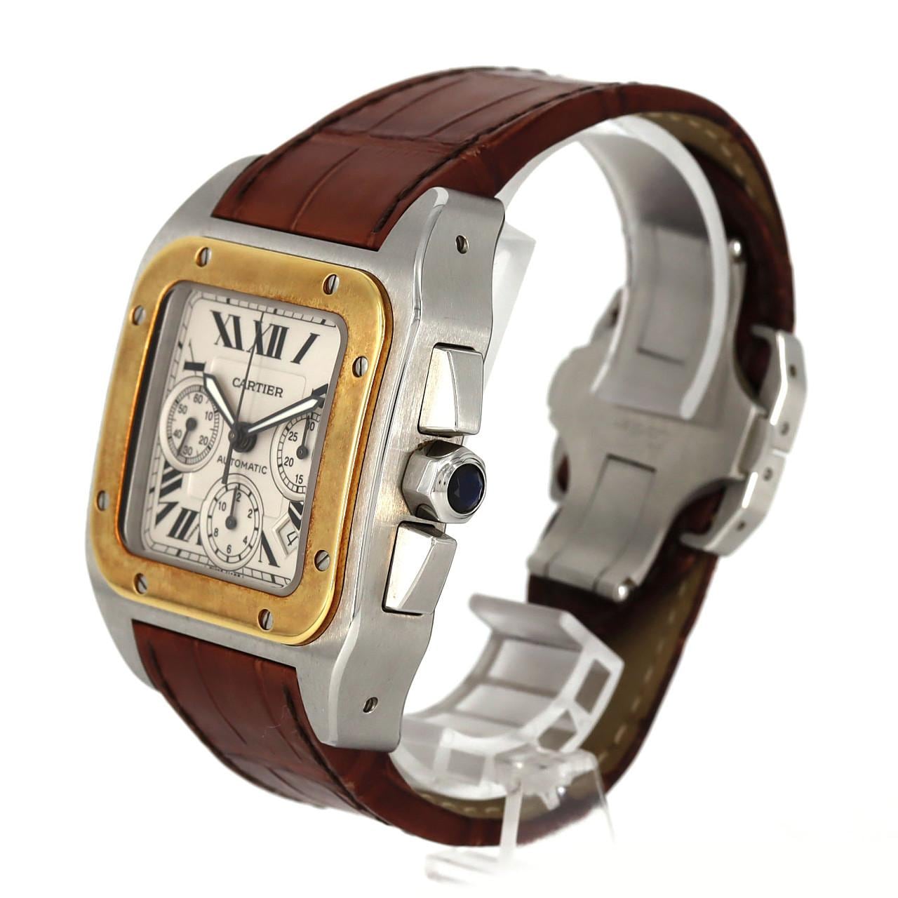 カルティエ サントス100クロノ コンビ W20091X7 SSxYG 自動巻