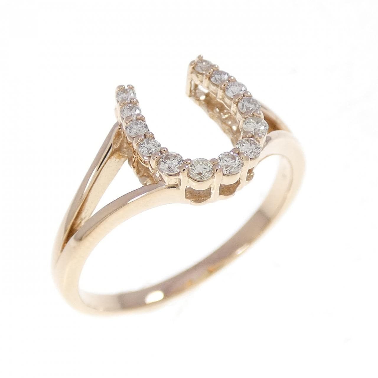 K18PG ホースシュー ダイヤモンド リング 0.14CT
