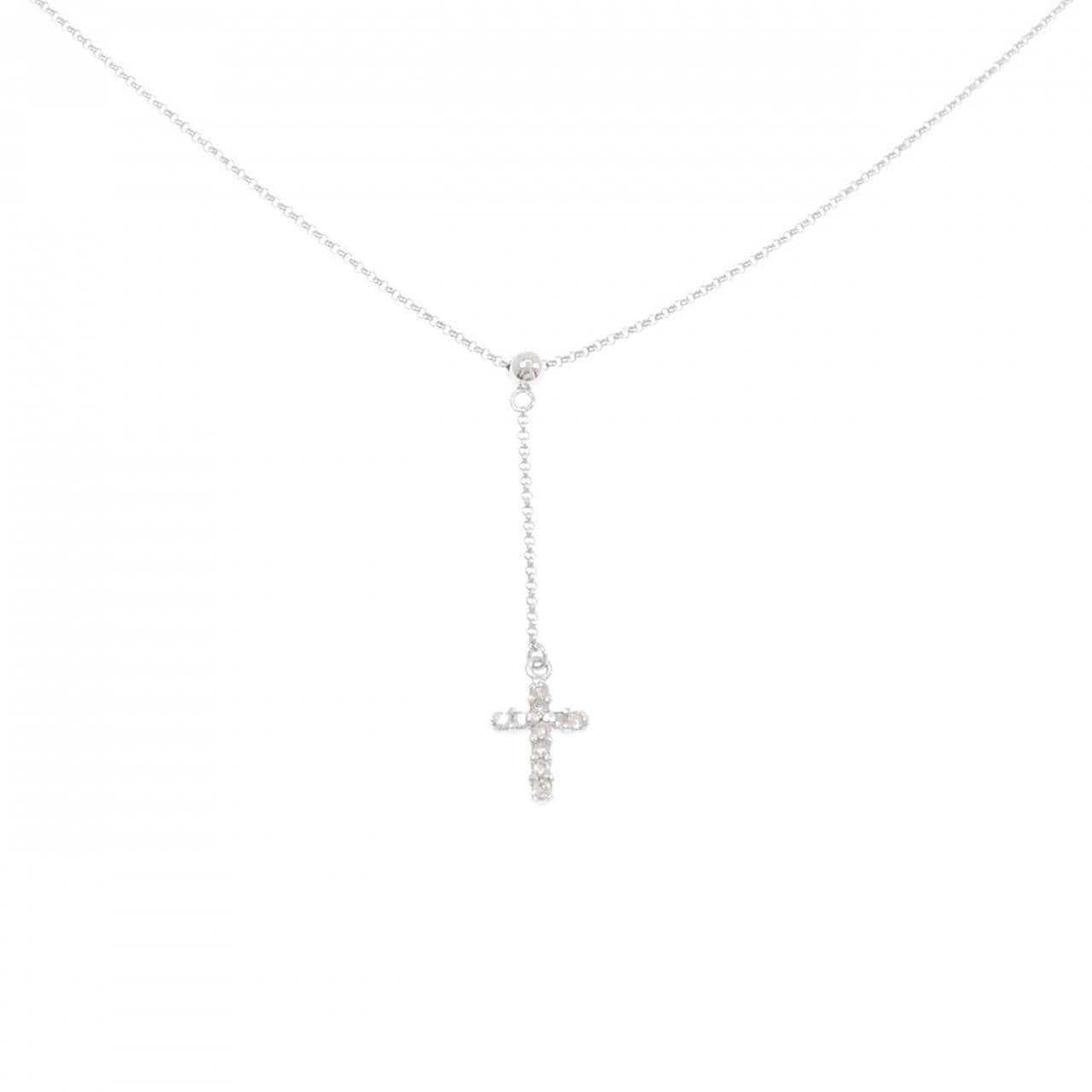 K18WG クロス ダイヤモンド ネックレス 0.1CT