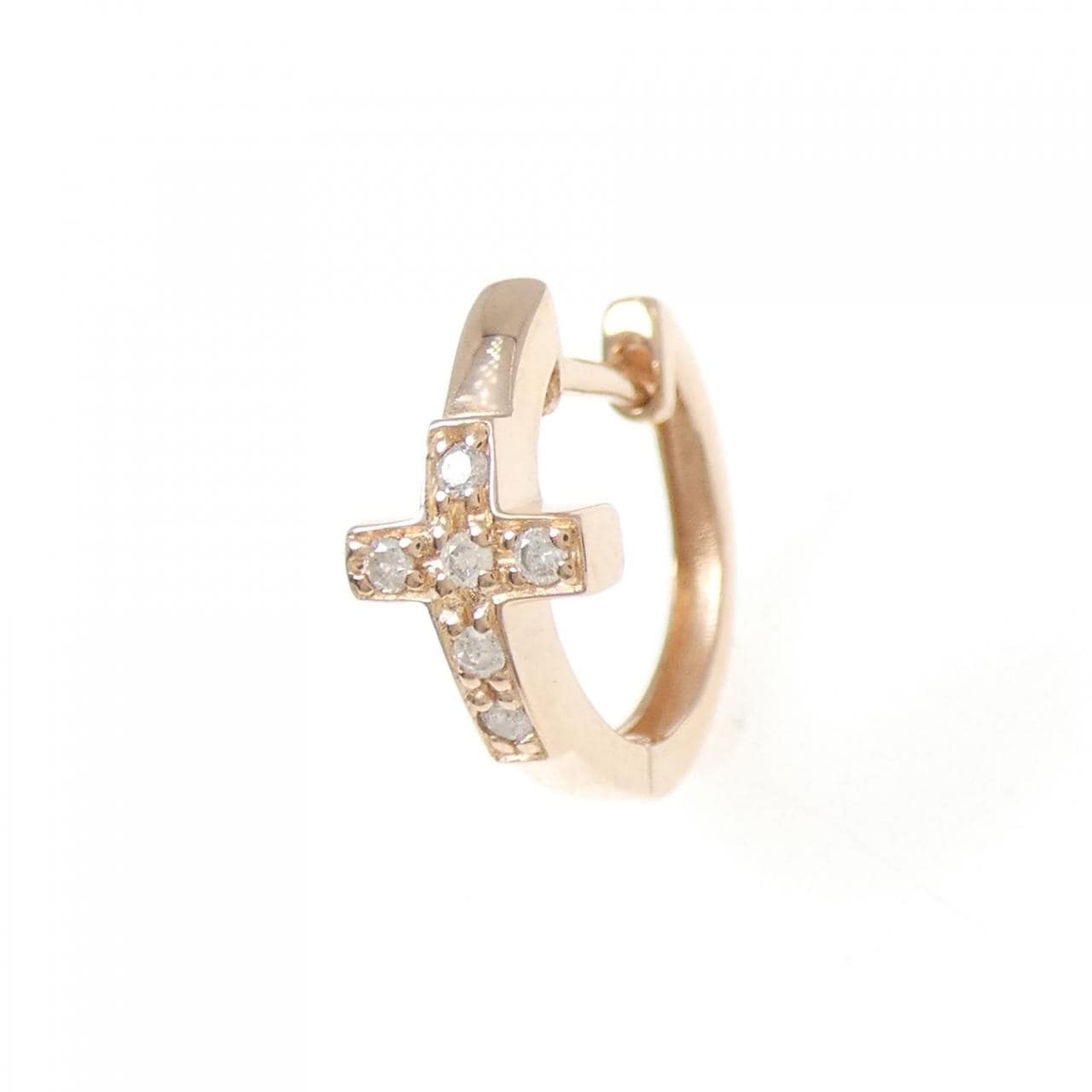 K10PG クロス ダイヤモンド ピアス 片耳